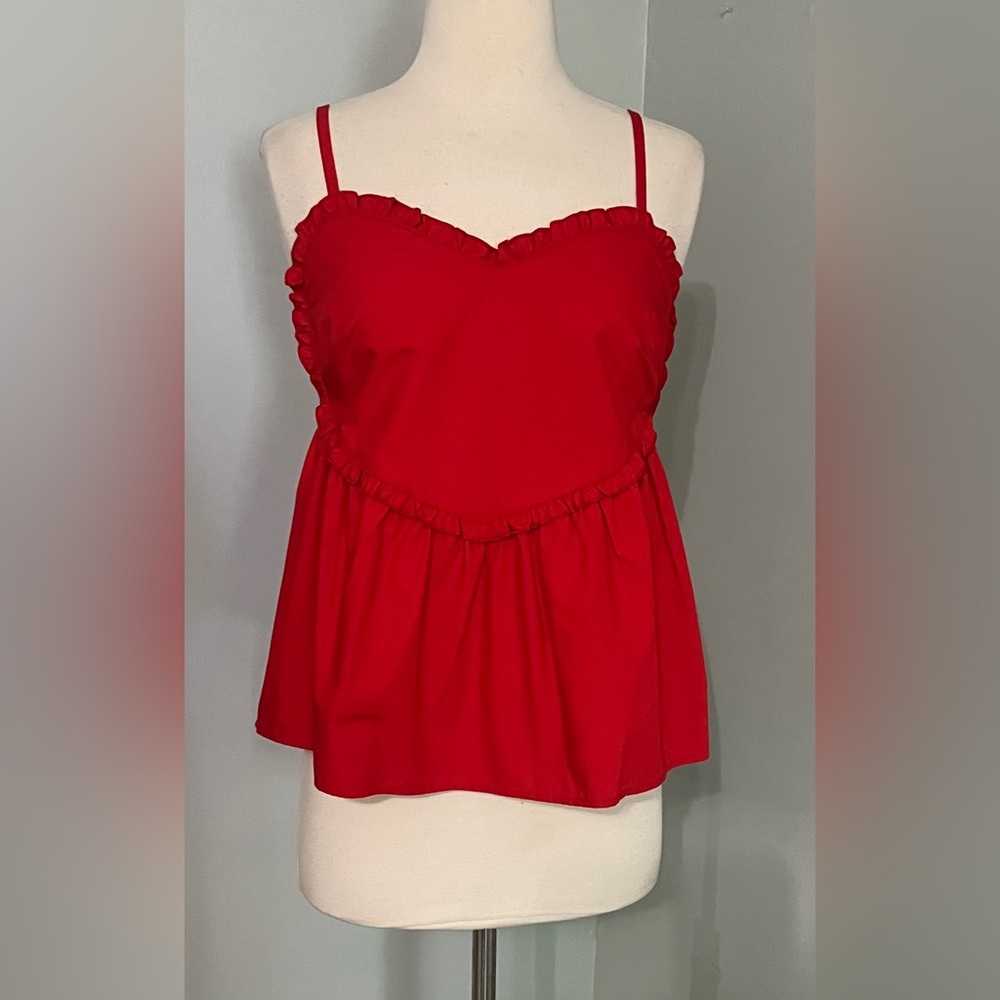 Love On A Hanger Red Sweetheart Ruffle Cami Top | Women’s Medium | Y2K Going Out
